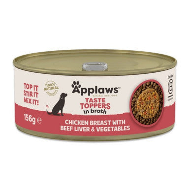 Applaws Chicken Breast with Beef Liver and Vegetables in Broth 156g tin