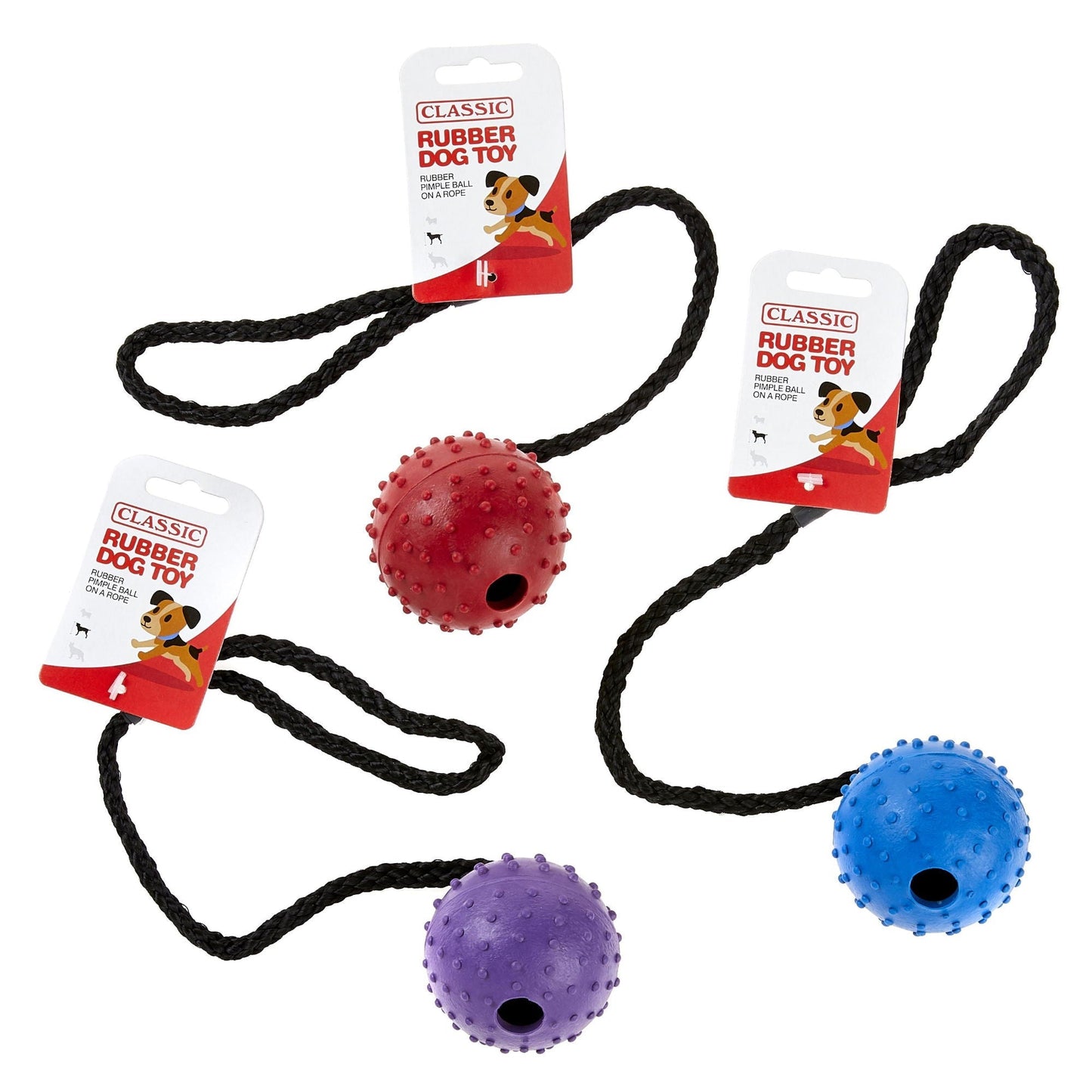 Classic Pimple Rubber Ball and Rope 70mm