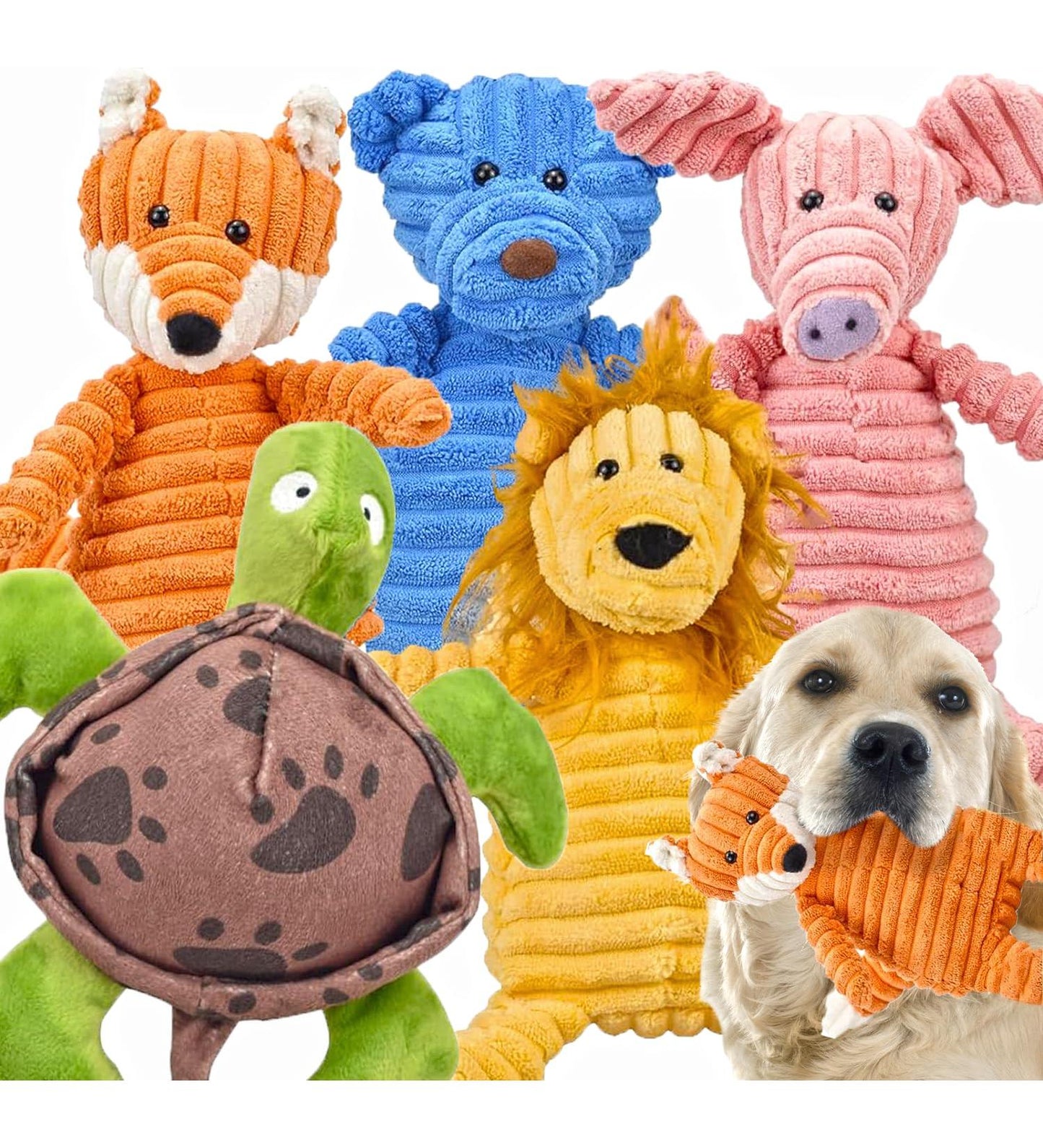 Ousiya 5-Pack Squeaky Plush Dog Toy Bundle