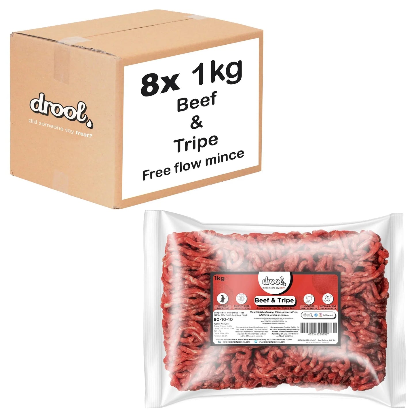 Drool Mince Freeflow Beef & Tripe 1kg