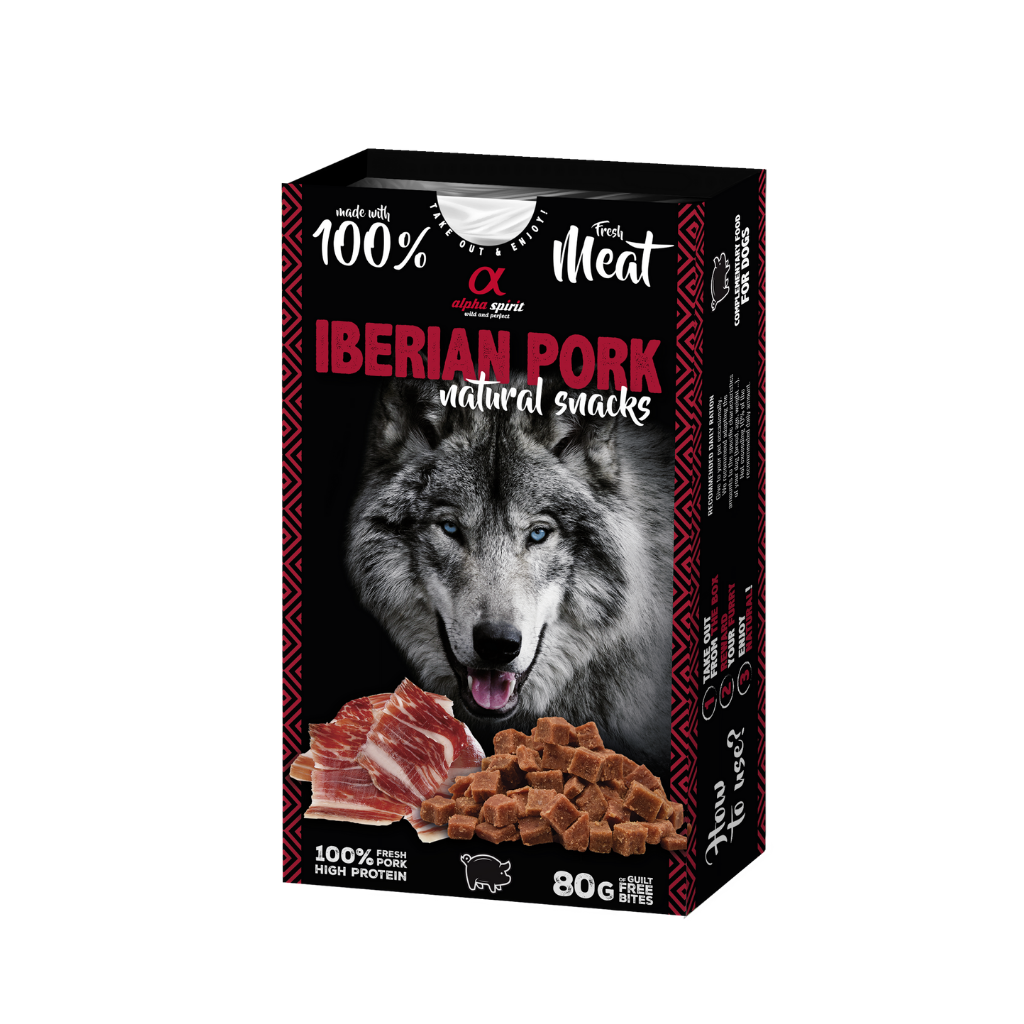 Alpha Spirit Iberian Pork Natural Dog Treats (80g) - North East Pet Shop