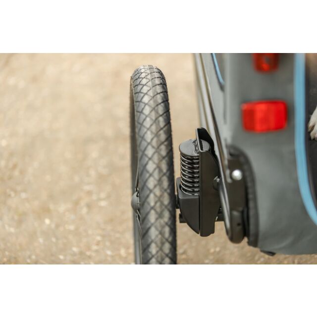 Bicycle Trailer 12821 - 12823 - Size: L Measurements: 81 × 112 × 112/155 cm up to: 45 kg Product Weight: 18 kg Colour: blue/grey Internal dimensions: 88 × 51.5 × 63 cm