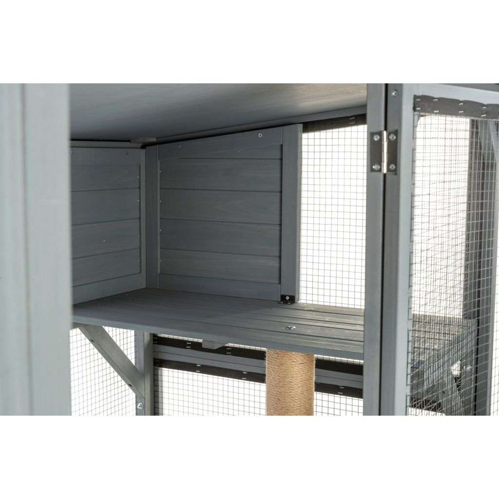 Trixie Outdoor cat enclosure with cave, lying areas and jute post – 181 × 169 × 88 cm, grey – image 8