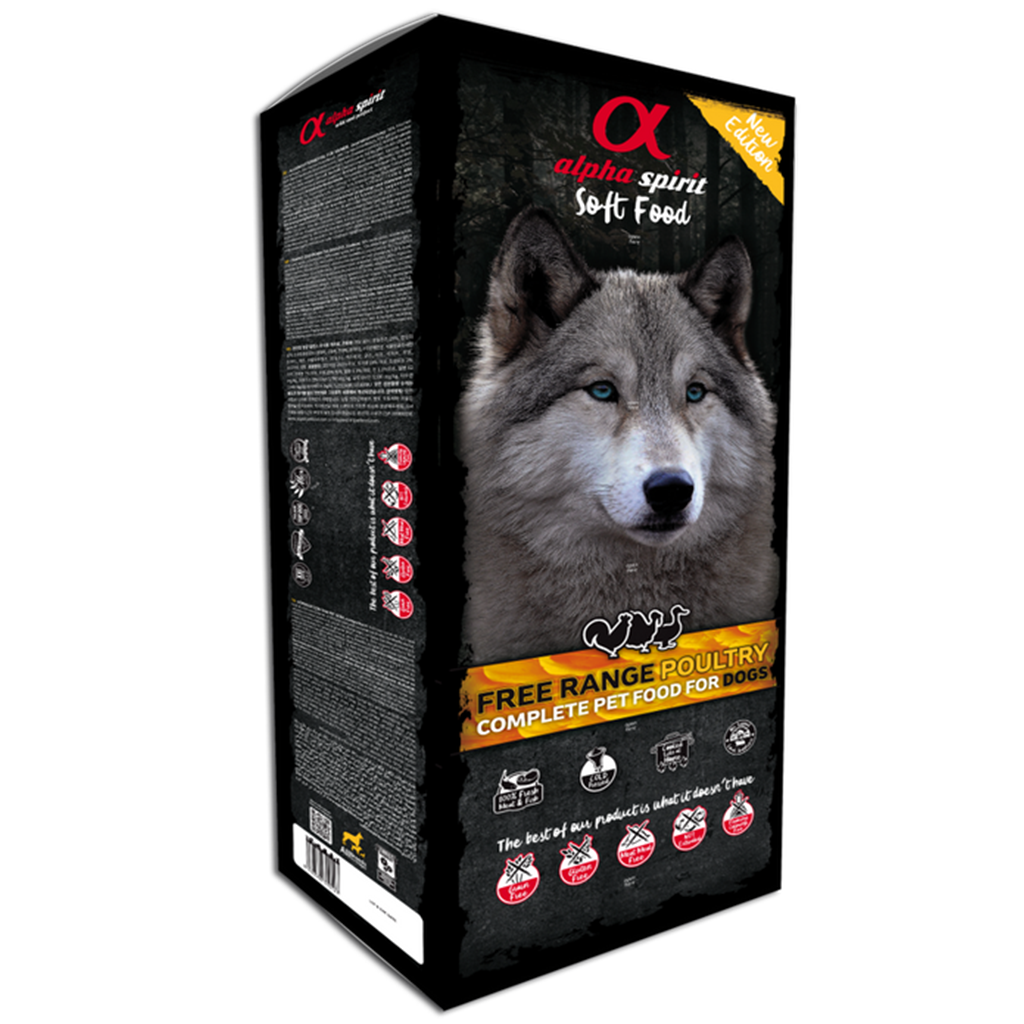 Alpha Spirit Semi-moist Poultry Complete Dog Food Carton Box/Ind Trays 9kg - North East Pet Shop