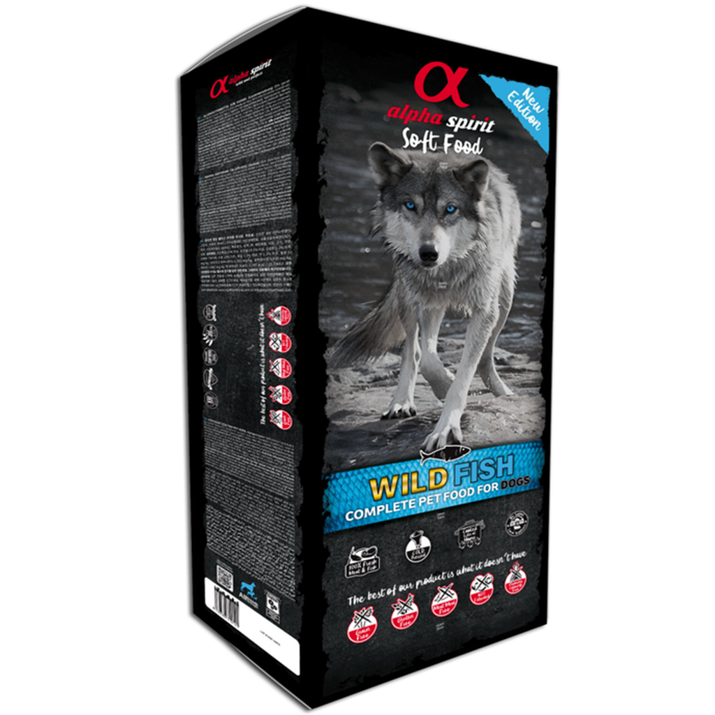 Alpha Spirit Semi-moist Wild Fish Complete Dog Food Carton Box/Ind Trays 9kg - North East Pet Shop