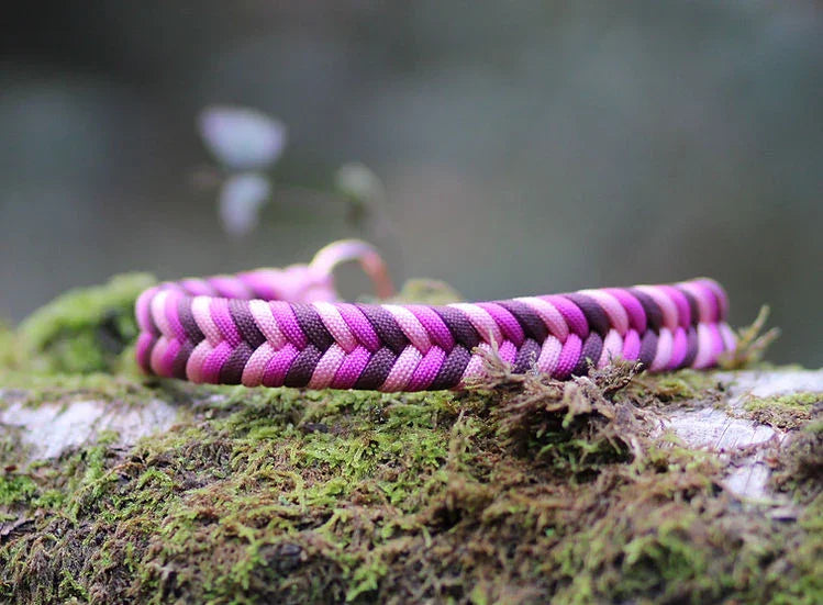 Fairy Glen Braided - Handmade Paracord Dog Collar - Small 9-12" / Nickel / Normal Clasp