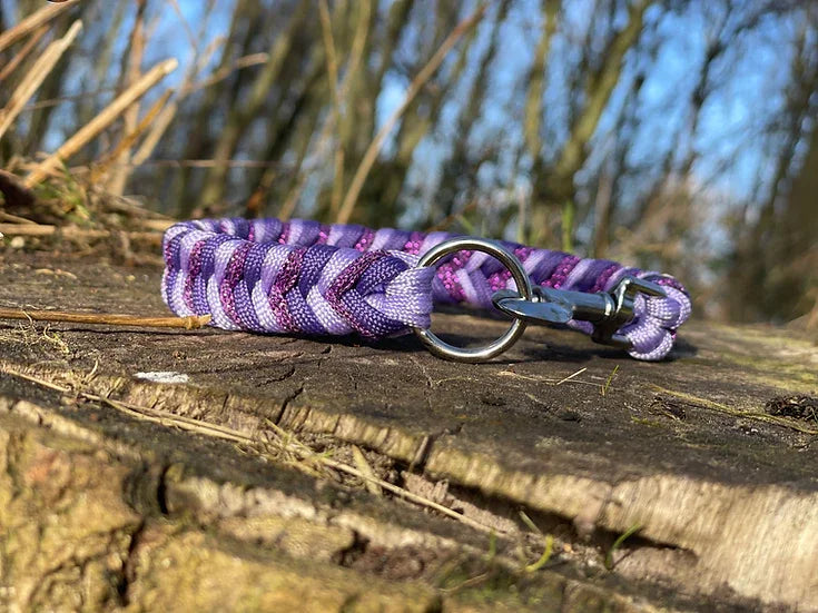 Amethyst - Handmade Paracord Dog Collar - Small 9-12" / Nickel / Normal Clasp
