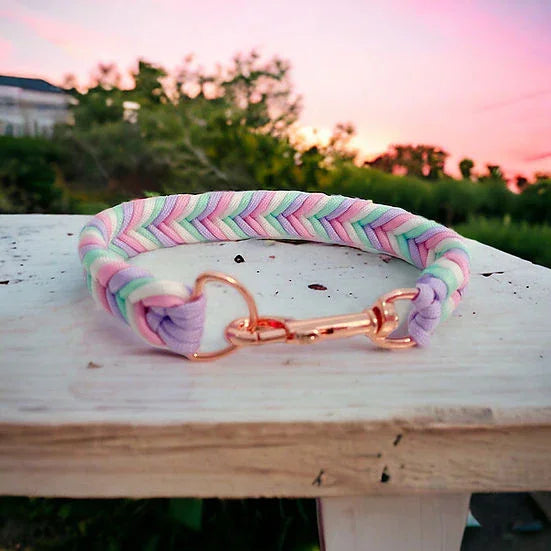 Marshmallow - Handmade Paracord Dog Collar - Small 9-12" / Nickel / Normal Clasp