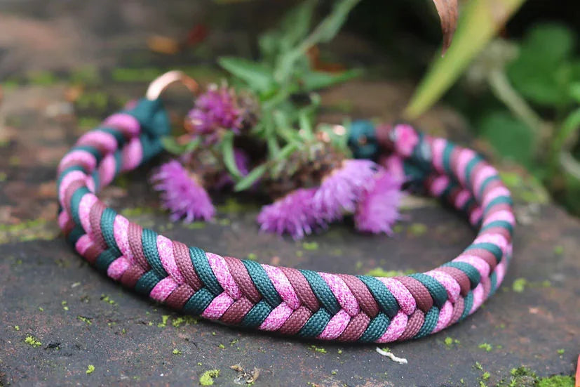 Mulberry Forest Braided Collar - Handmade Paracord Dog Collar. - Small 9-12" / Nickel / Normal Clasp