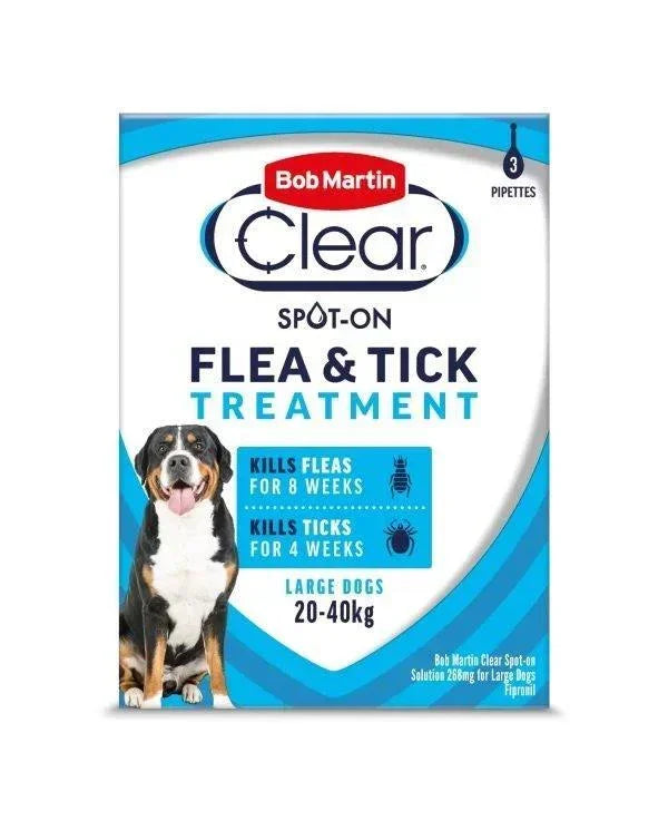 Bob Martin Clear Spot On Flea and Tick Treatment Large Dog (20-40kg) 3 pipettes