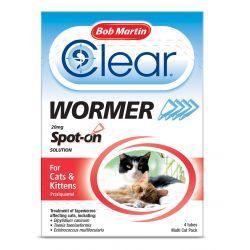 Bob Martin Clear Spot-On Wormer for Cats and Kittens - 4 Pipettes