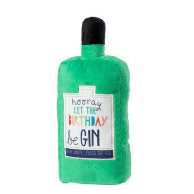 House of Paws Green Birthday Gin plush dog toy with plastic squeaker - H28 - North East Pet Shop House of Paws