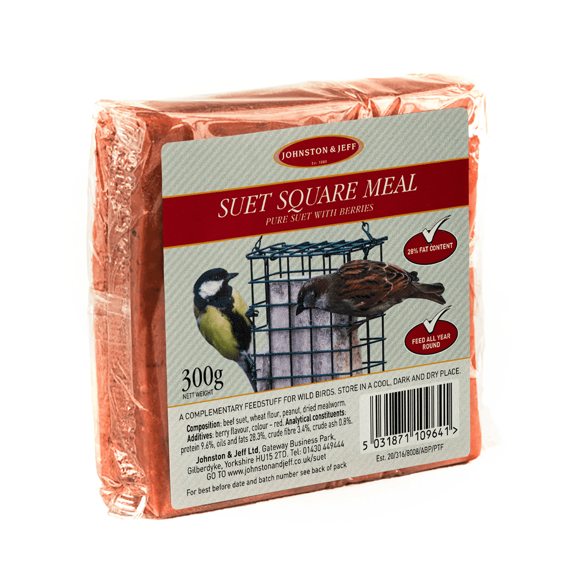 Johnston & Jeff Suet Blocks with Berries 24x300g - North East Pet Shop Johnston & Jeff