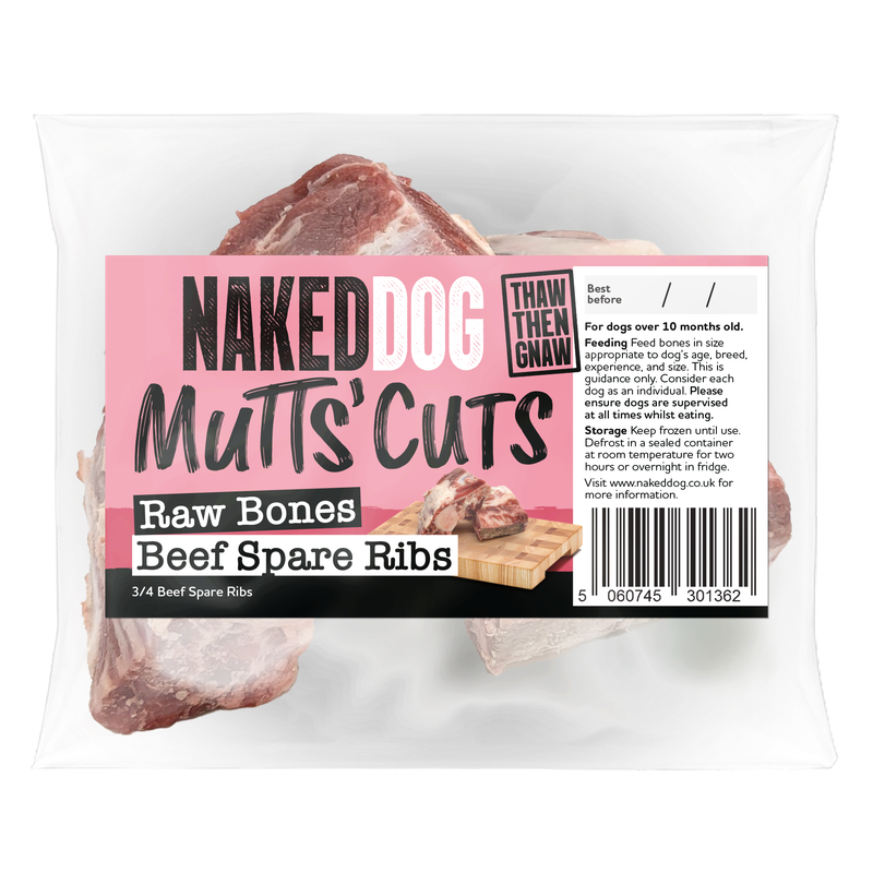 Naked Dog Mutts' Cuts Beef Spare Rib Bones (4 per pack)