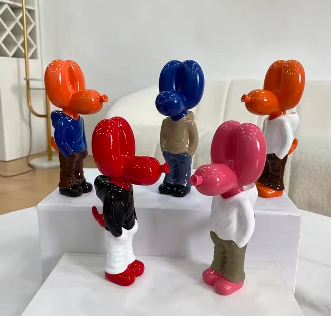Street Trend Balloon Dog Resin Statue - Red