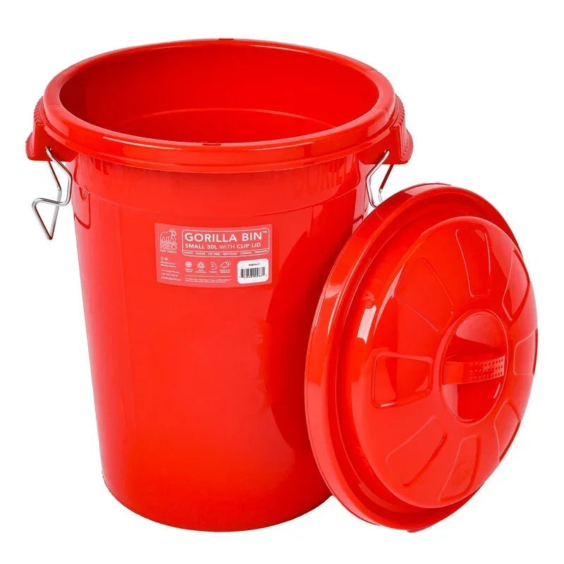 Red Gorilla Bin with Clip Lid Red 30 litre