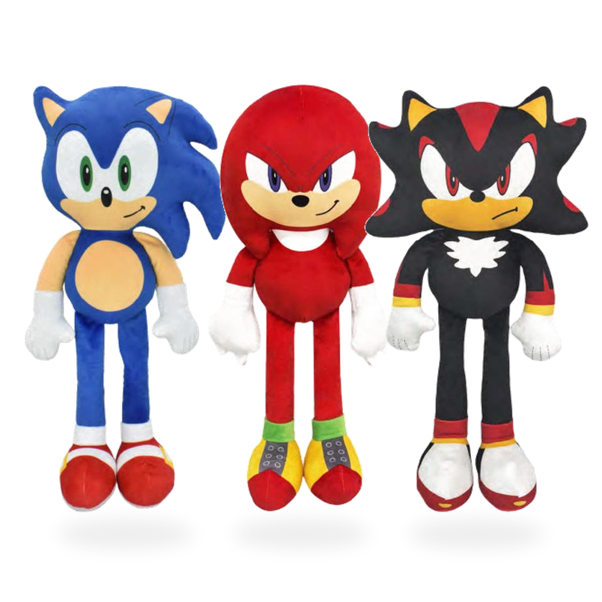 Sonic the Hedgehog Jumbo triple plush dog toy bundle showing Sonic, Knuckles and Shadow