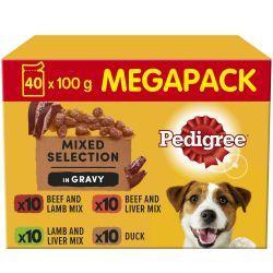 Pedigree Adult Wet Dog Food Pouches Mixed in Gravy Mega Pack 40 x 100g Pack - North East Pet Shop Pedigree