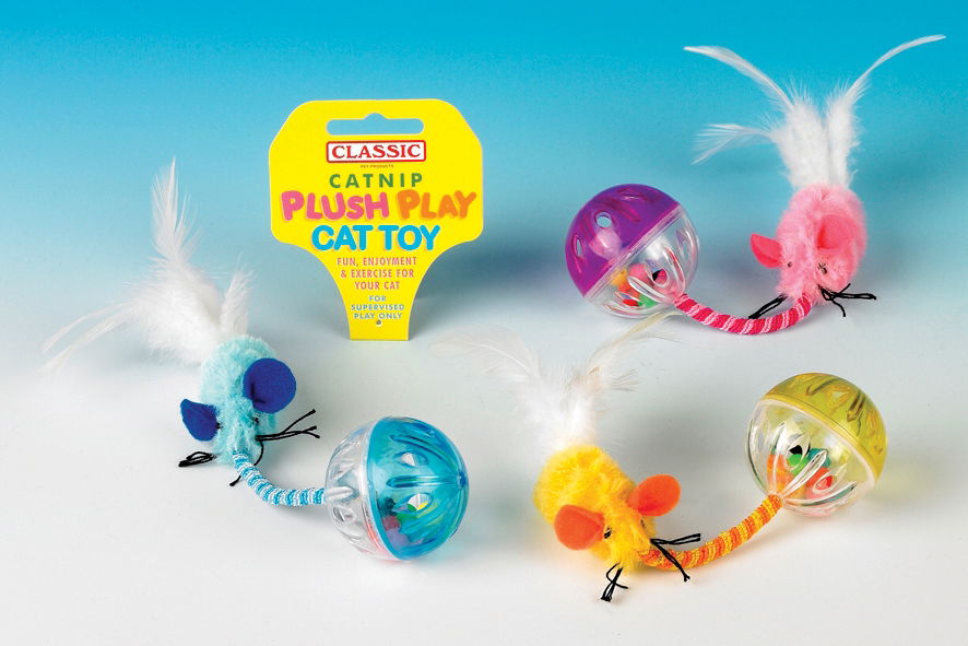 Classic Ball and Feather Cat Toy 130mm