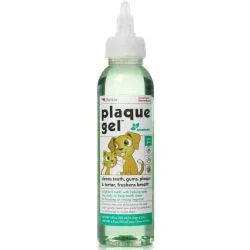 Bottle of pet dental plaque gel for dogs and cats with a squeeze nozzle on white background