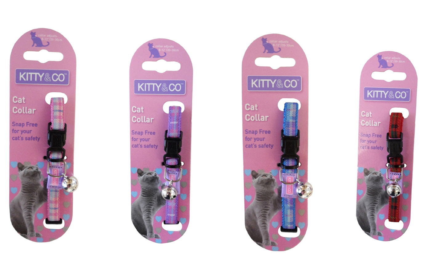 Kitty and Co Safety Buckle Cat Collar Tartan Assorted