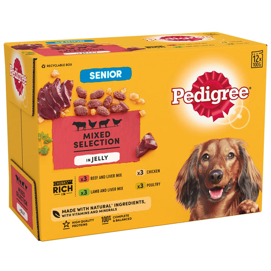 PEDIGREE Senior Wet Dog Food Pouch in Jelly 12x100g