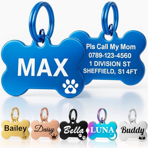 Personalised Pet Tag Blue Bone