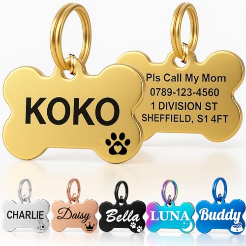 Personalised Pet Tag Gold Bone