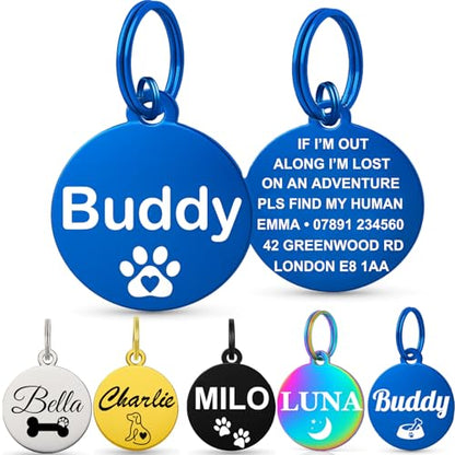 Personalised Pet Tag Blue Round