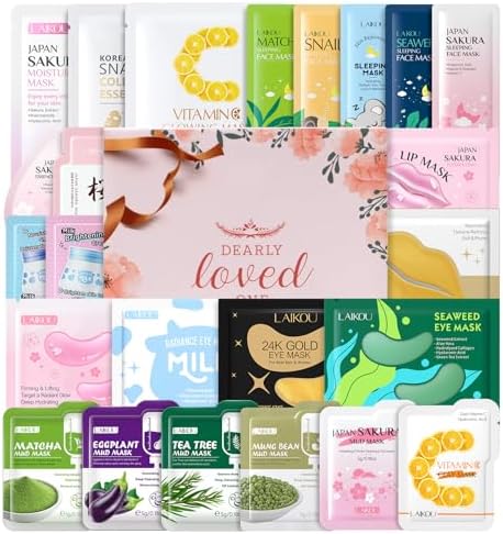 LAIKOU Face Mask Skincare Set – 24 Piece