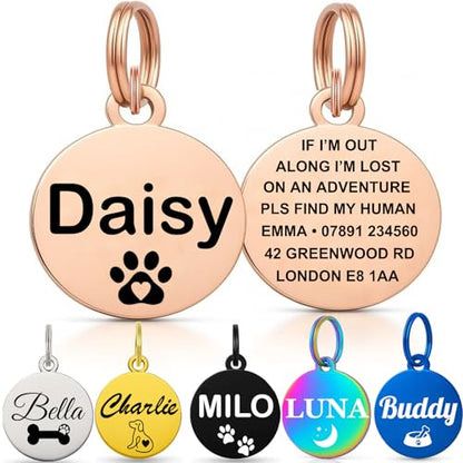 Personalised Pet Tag Champagne Round