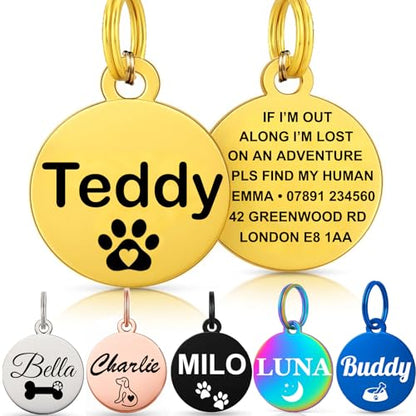 Personalised Pet Tag Gold Round
