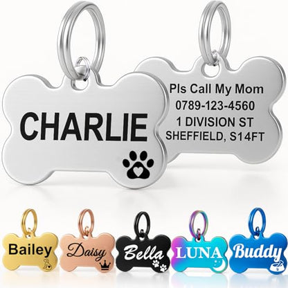 Personalised Pet Tag Silver Bone
