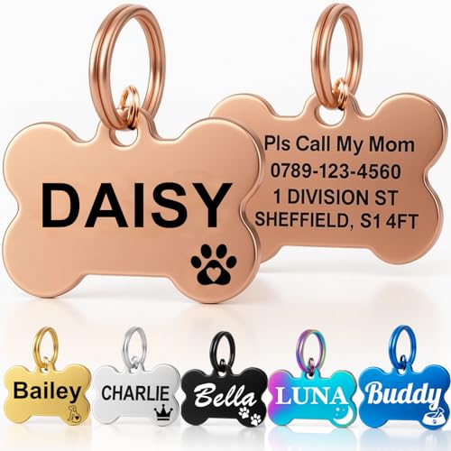 Personalised Pet Tag Champagne Bone