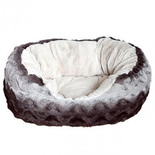 40 Winks Snuggle Bed Oval Plush Grey & Cream 20"