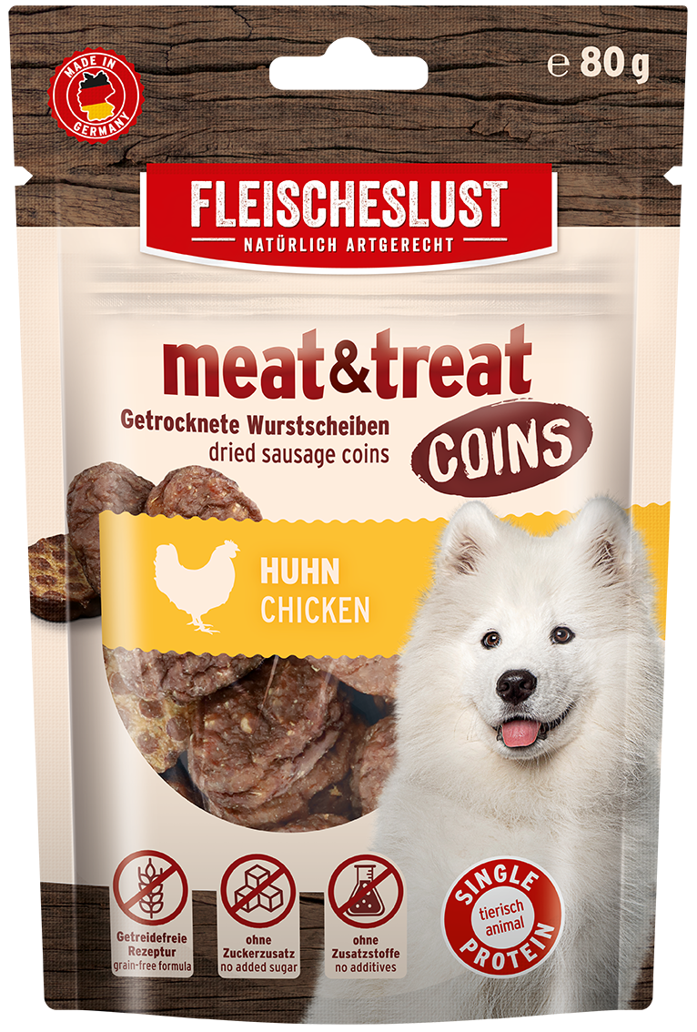 Fleischeslust Meat & Treat Coins Chicken - 10 x 80g Case product image