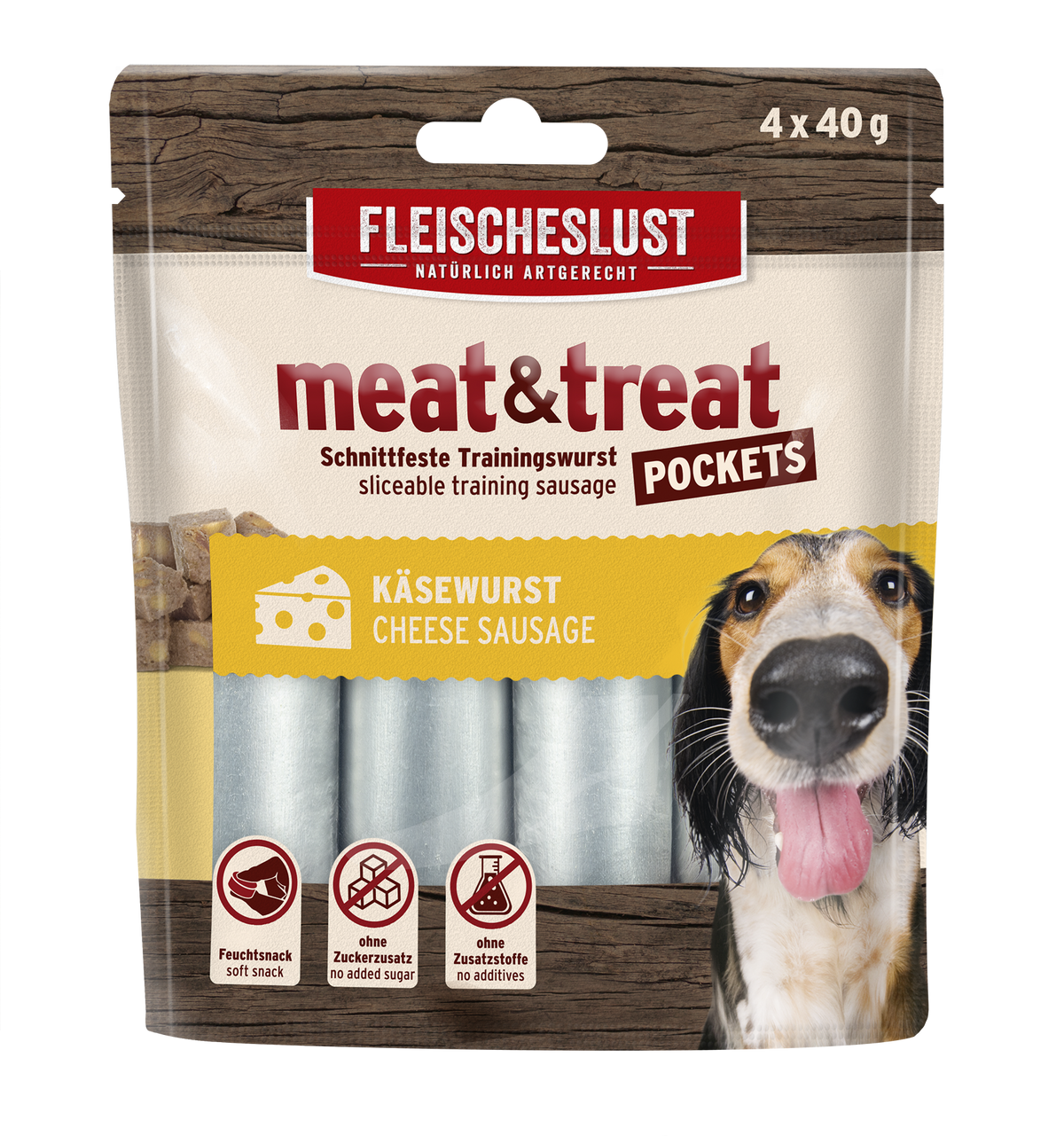 Fleischeslust Meat & Treat Pockets Cheese - 10 x (4 x 40g) Case product image