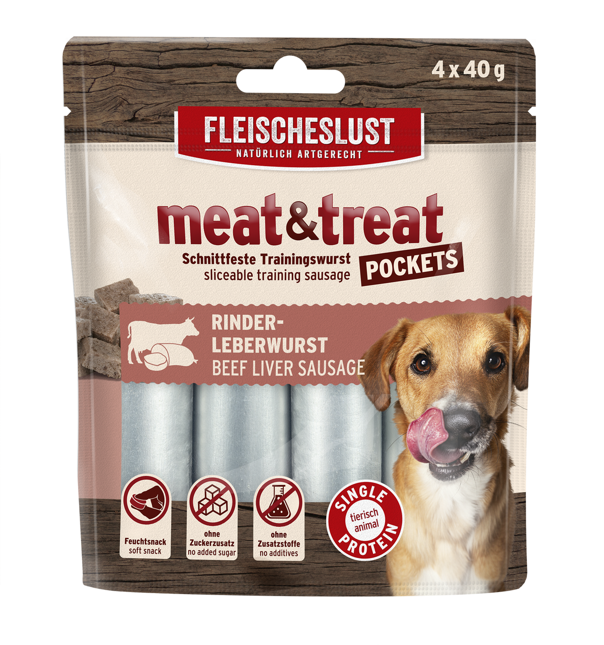 Fleischeslust Meat & Treat Pockets Beef Liver - 10 x (4 x 40g) Case product image