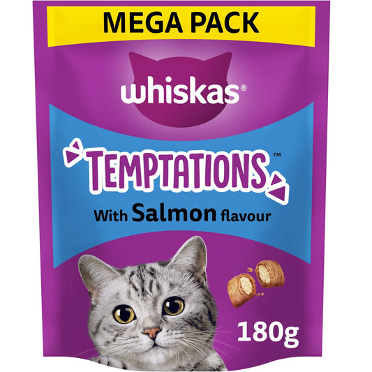 WHISKAS Temptations Adult Cat Treats with Salmon flavour 180g