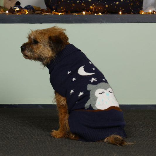 Pet Brands Starry Nights Owl Print Jumper M/l