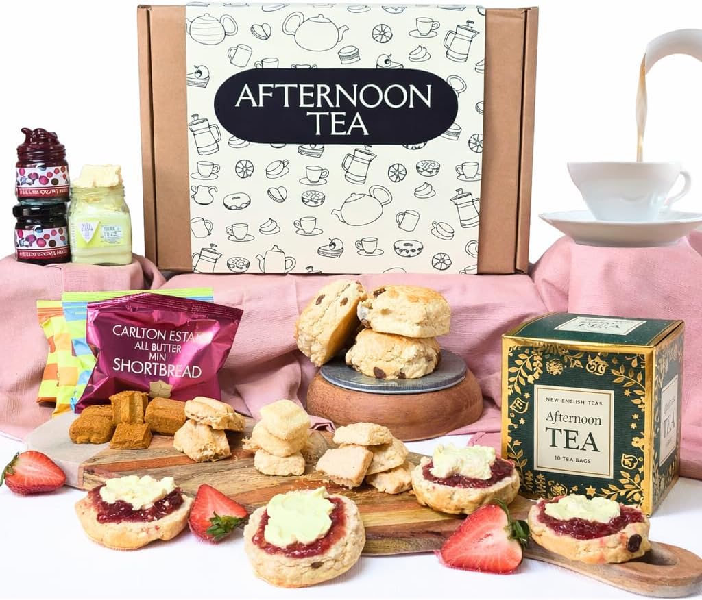 Afternoon Tea Hamper for 2 – Tea, Scones, Cream, Jam & Biscuits