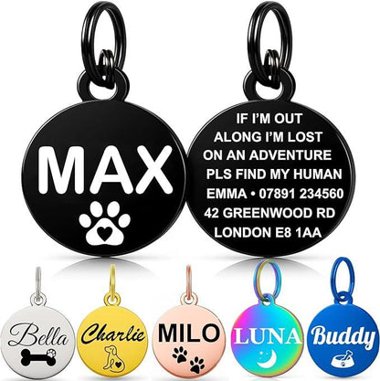 Personalised Pet Tag - Stainless Steel - Scratch Resistant - Multi / Round / Small