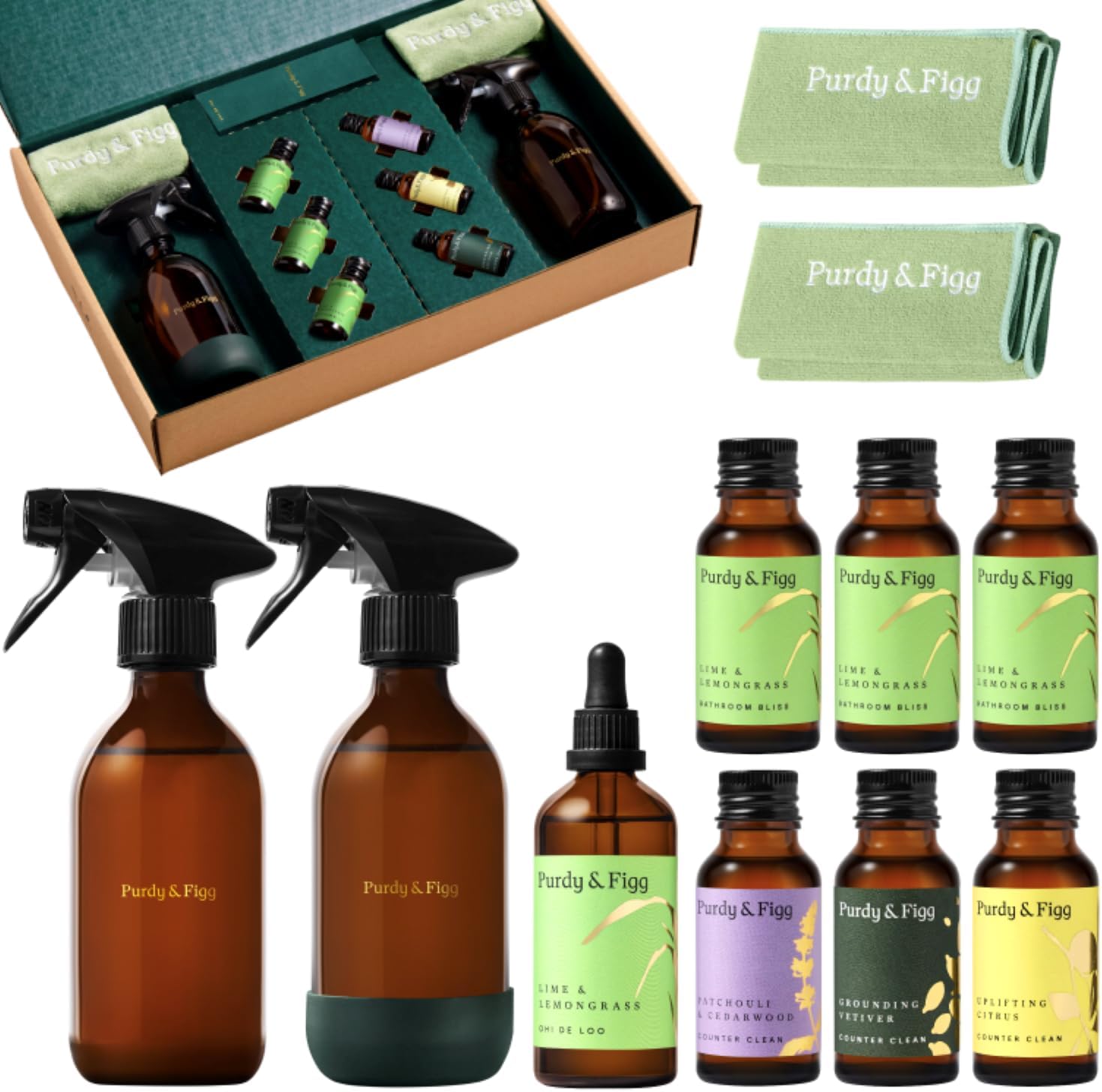 Purdy & Figg Complete Starter Kit – Counter Clean, Bathroom Bliss & Oh! De Loo