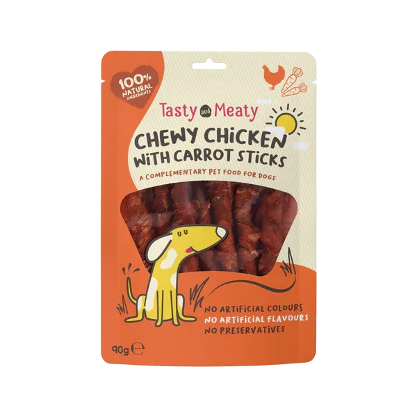 Tasty & Meaty Chewy Chicken With Carrot Sticks Dog Treat 90g