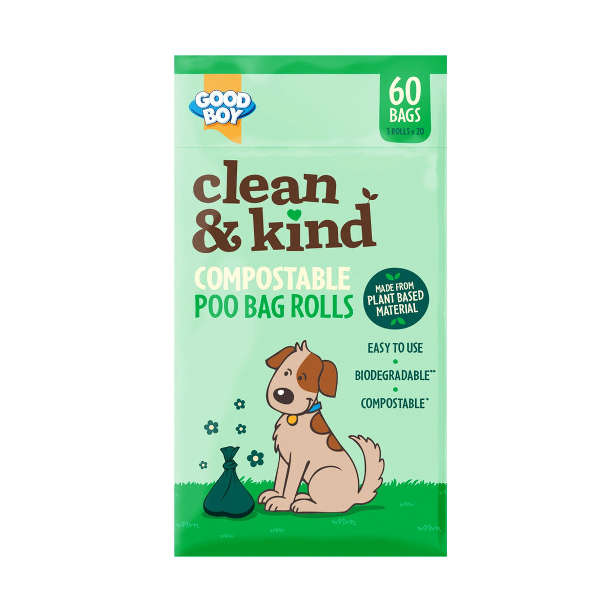 C and K Compostable Poo Bag Rolls 3 rolls x 20 bags