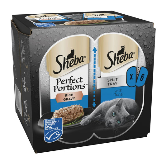 SHEBA Perfect Portions Adult Wet Cat Food Trays Tuna in Gravy 6 x 37.5g