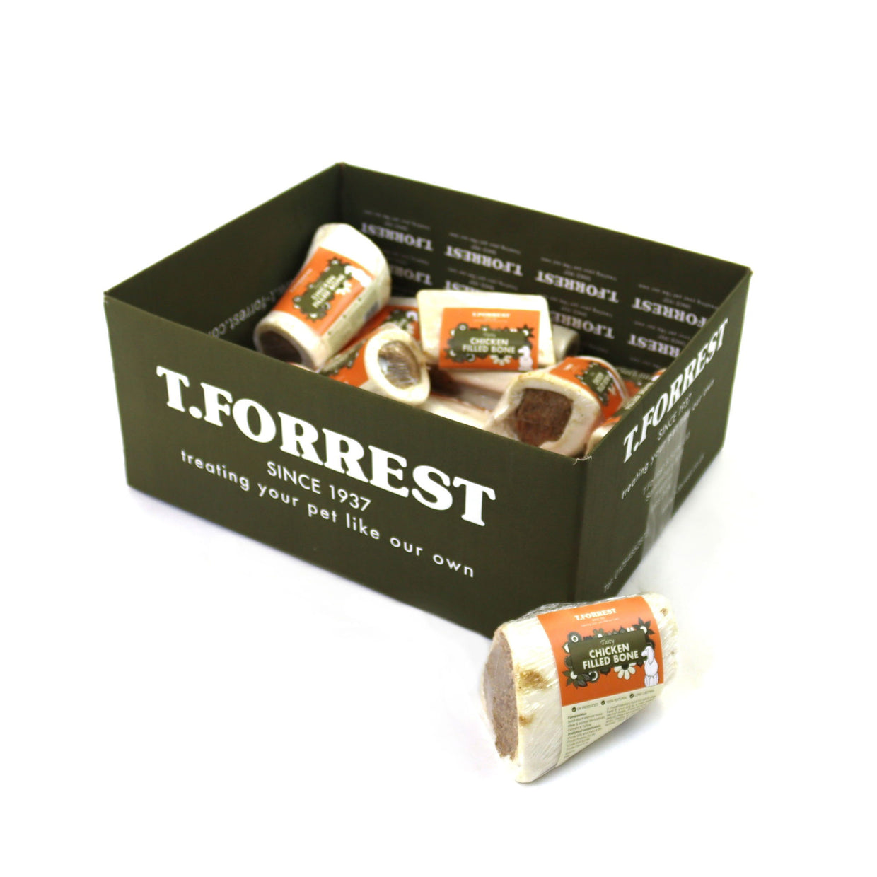 T Forrest Pre Pack Filled Bone 3in - Chicken - 15''s