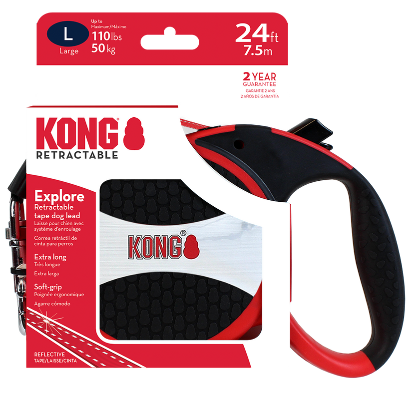KONG Explore Retractable Red Large Up To 50kg 7.5m