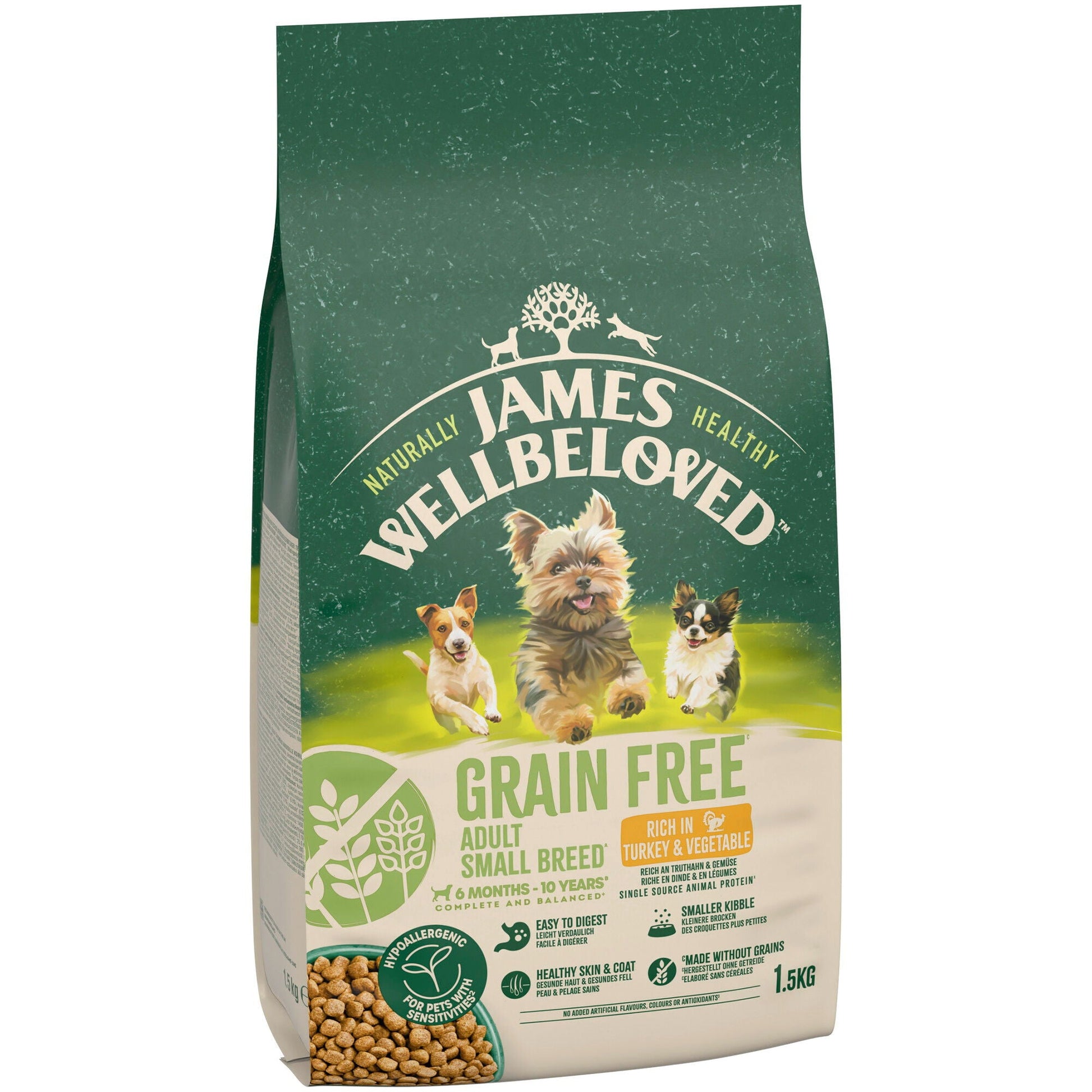 James Wellbeloved Dry Dog Grain Free Adult Small Breed Turkey & Veg 1.5kg