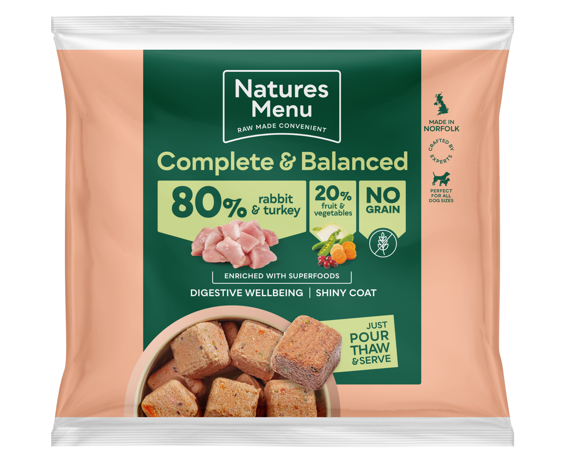 Natures Menu 80/20 Rabbit and Turkey Nuggets with Superfoods 1kg